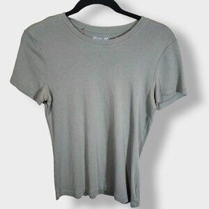 EDDIE Bauer Ribbed Crewneck Short Sleeve Tee Light Olive Gray Size S